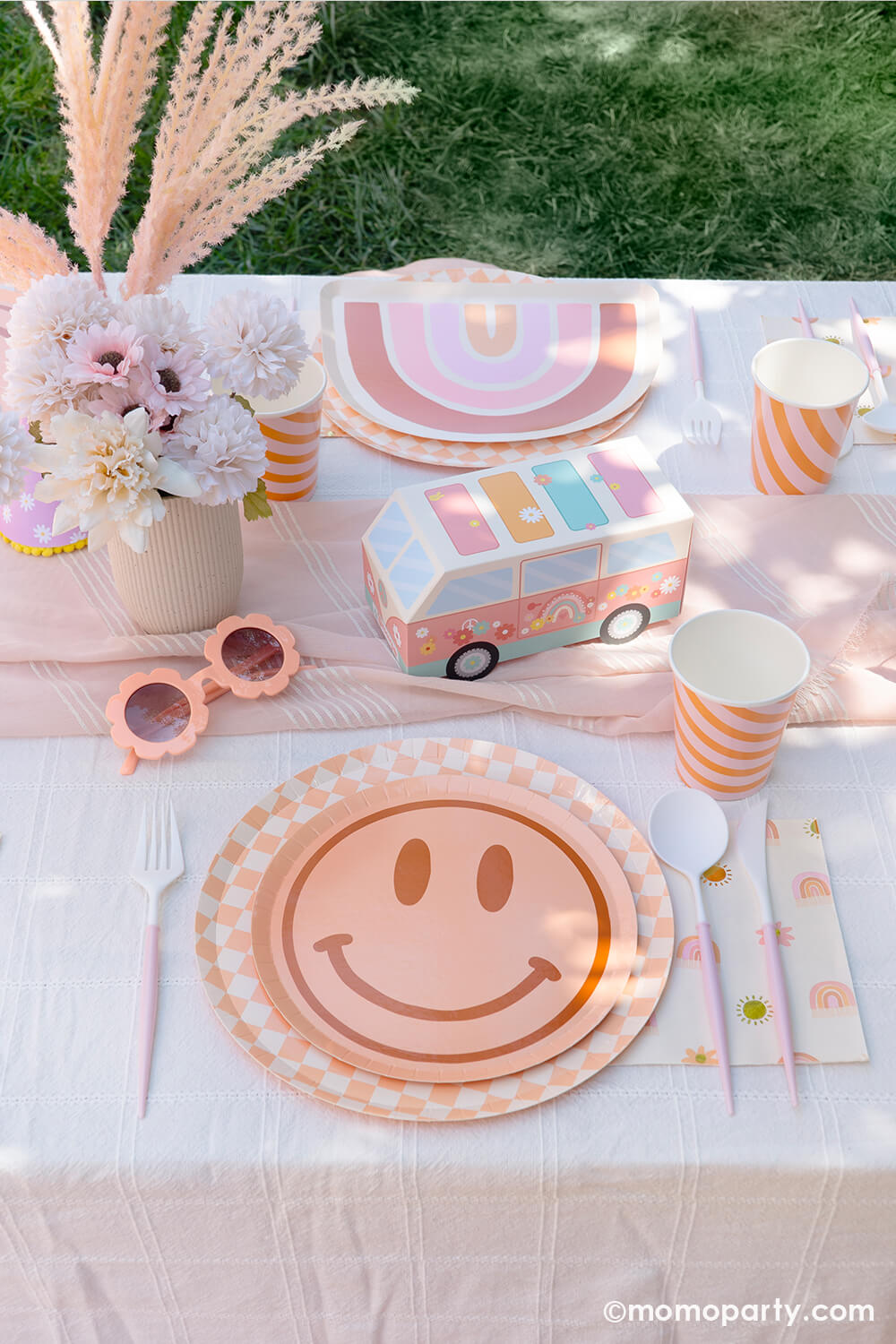 Check It! Peach Checkered Dinner Plates (Set of 8)