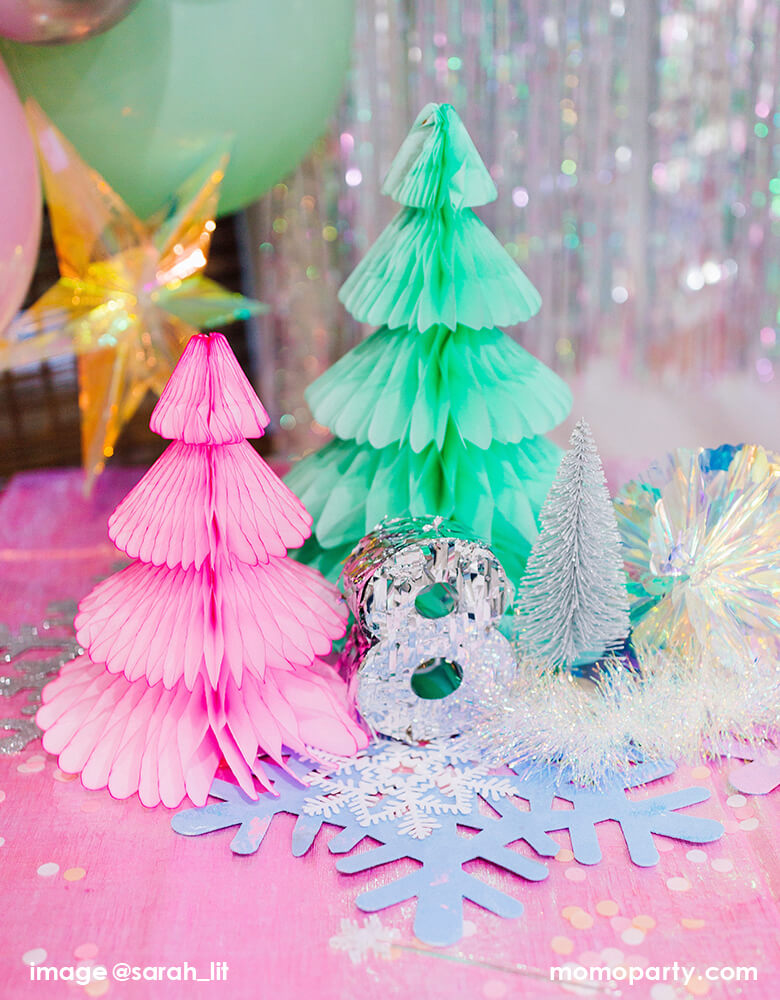 Light Pink Honeycomb Paper Christmas Tree - Medium