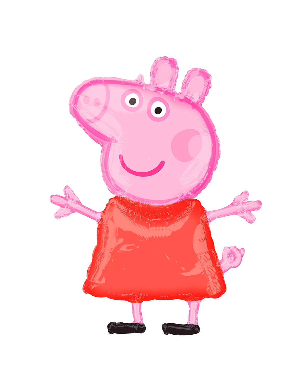 Momo Party's 25" x 32" Peppa Pig Shaped Foil Mylar Balloon by Anagram Balloons against a white background.