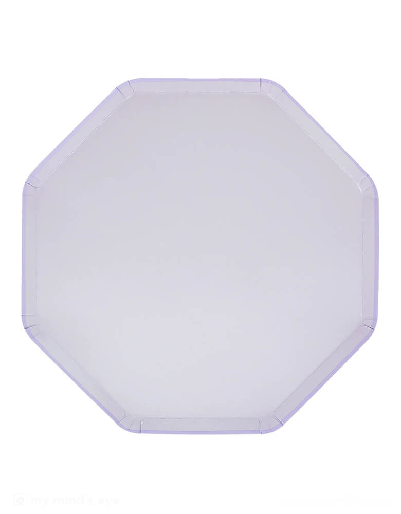 Momo Party's 10.25" x 10.25" octagonal shaped dinner plates in periwinkle color by Meri Meri. They're perfect for a baby shower, birthday party or any celebration where you want a calming color palette. The plates are part of our stylish new take on mix and match tableware.