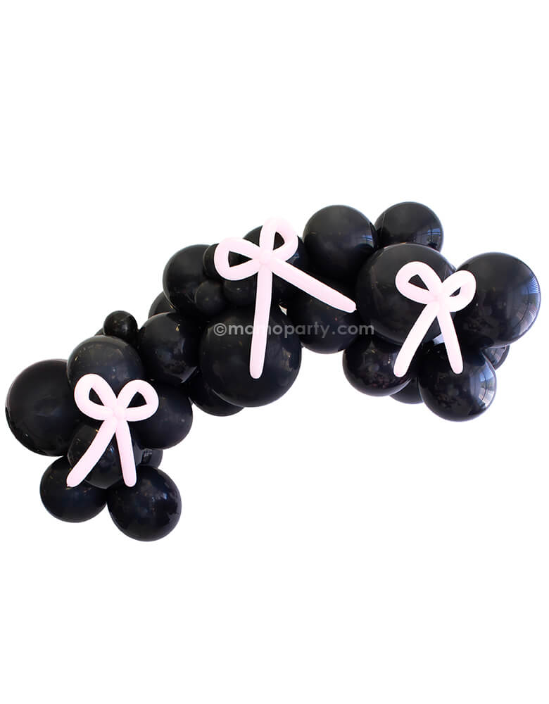 Momo Party Pink Bow Halloween Balloon Cloud Kit. Featuring Assorted 16 inches , 11 inches & 5 inches latex balloons in pastel pink, pink and blush color. These made in USA high quality latex balloons the perfect balloon decoration for your celebration