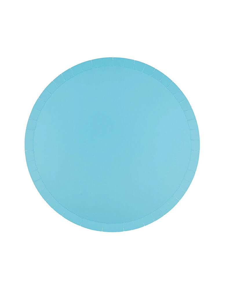 Momo Party's 8" Pool Blue Dessert Plates by Jollity & Co. These modern dessert paper plates are pure perfection. Featuring delicate low profile rim with a flat base, it’s perfect for mix and match for everyday celebration occasions, especially a fun pool party in summer!