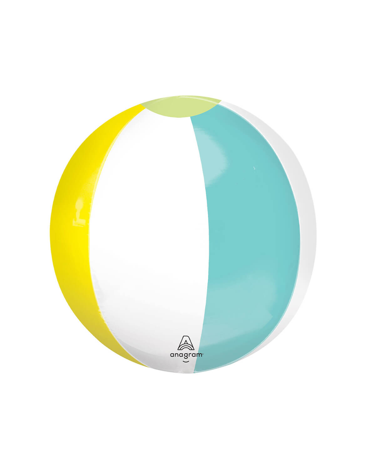 Momo Party's 18" Pastel Beach Club Orbz Foil Balloon in yellow, teal and white.