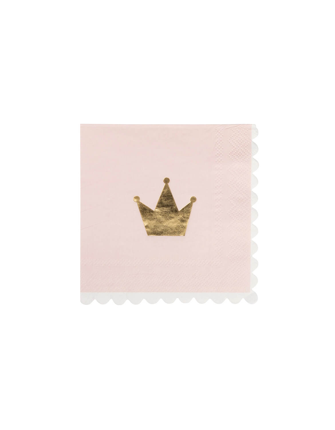 Momo Party's Princess Crown Small Napkin gold crown design and scallop edge by My Mind's Eye on a white background.