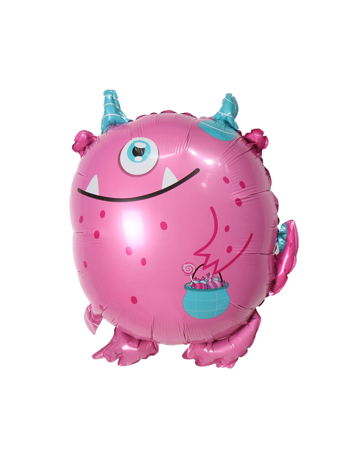 Momo Party's 20"x 23" Purple Alien Monster Foil Balloon on a white background.