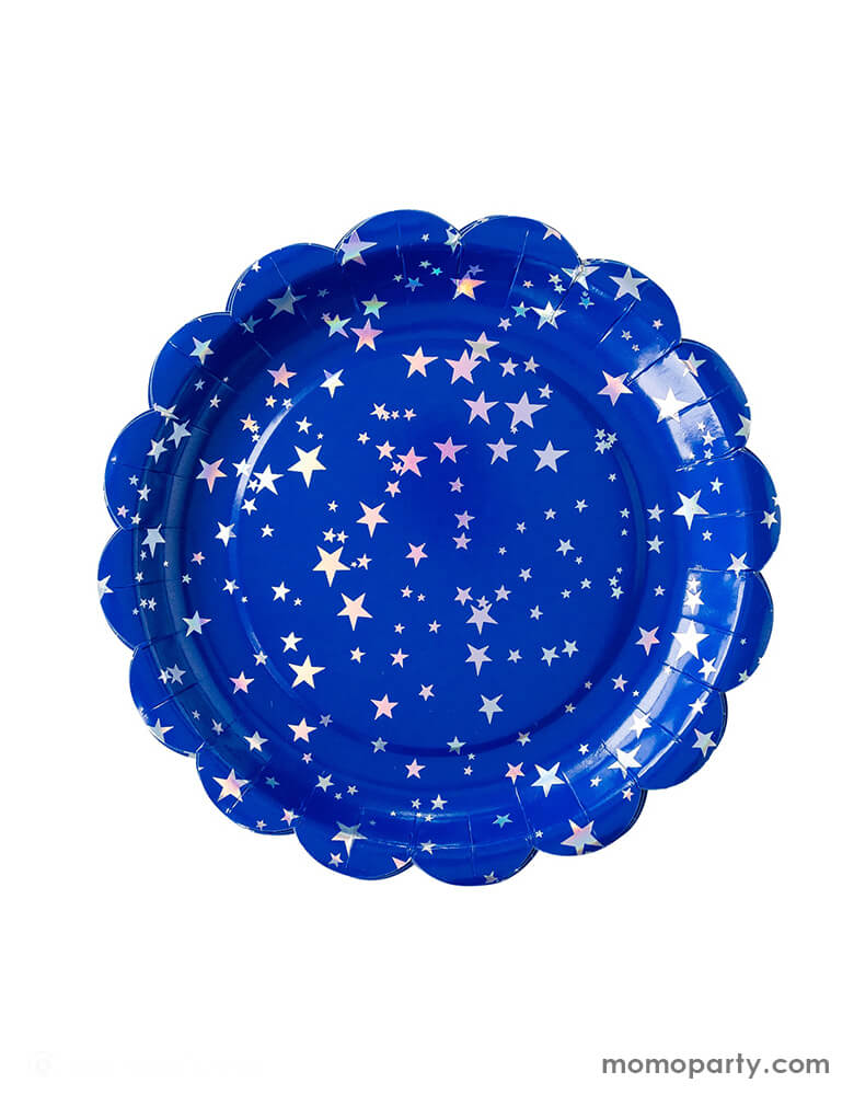 Red/Blue Sparklers Scallop Plate Set (Set of 8)