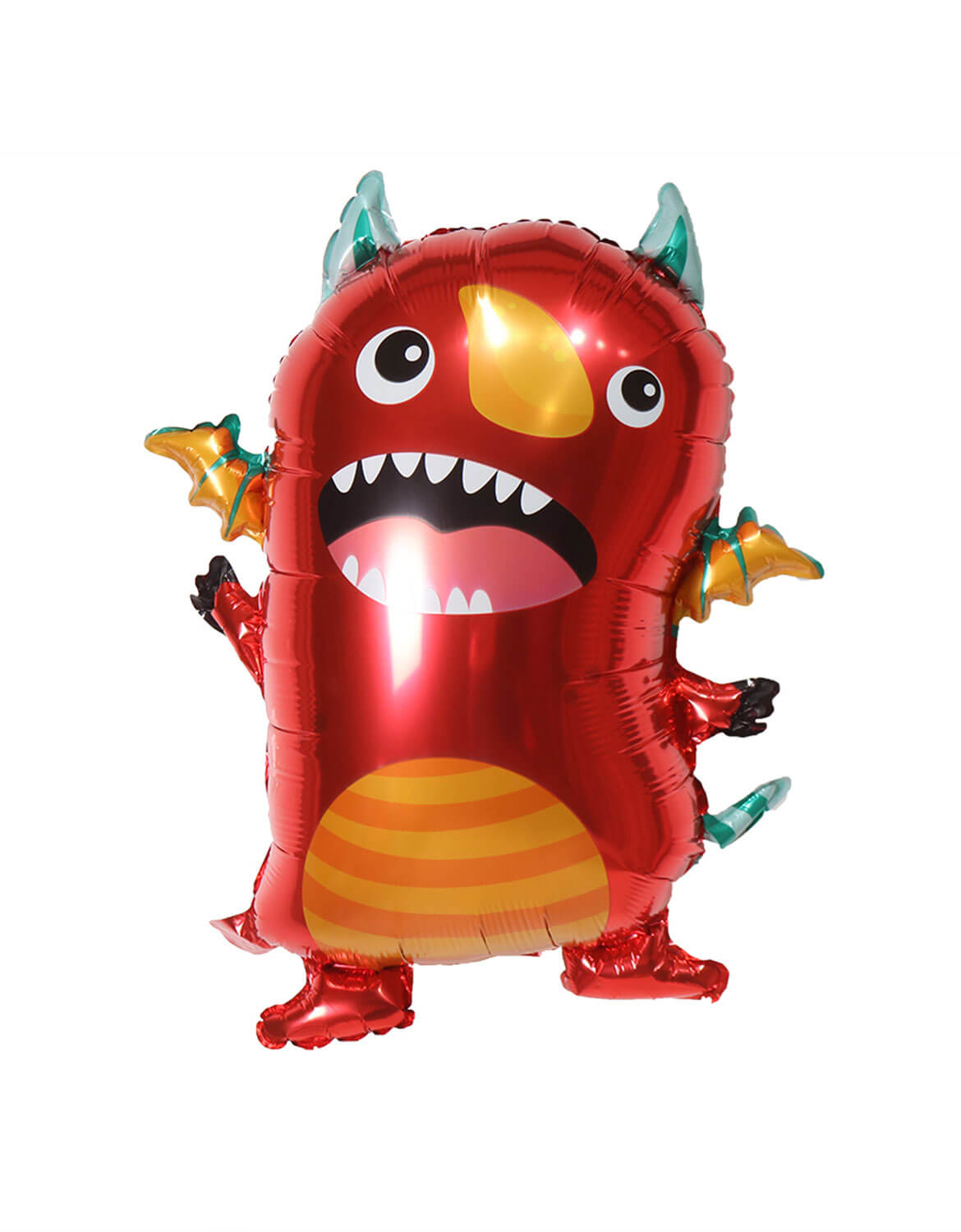 Momo Party's 23.5" x 27" Red Alien Monster Foil Balloon on a white background.