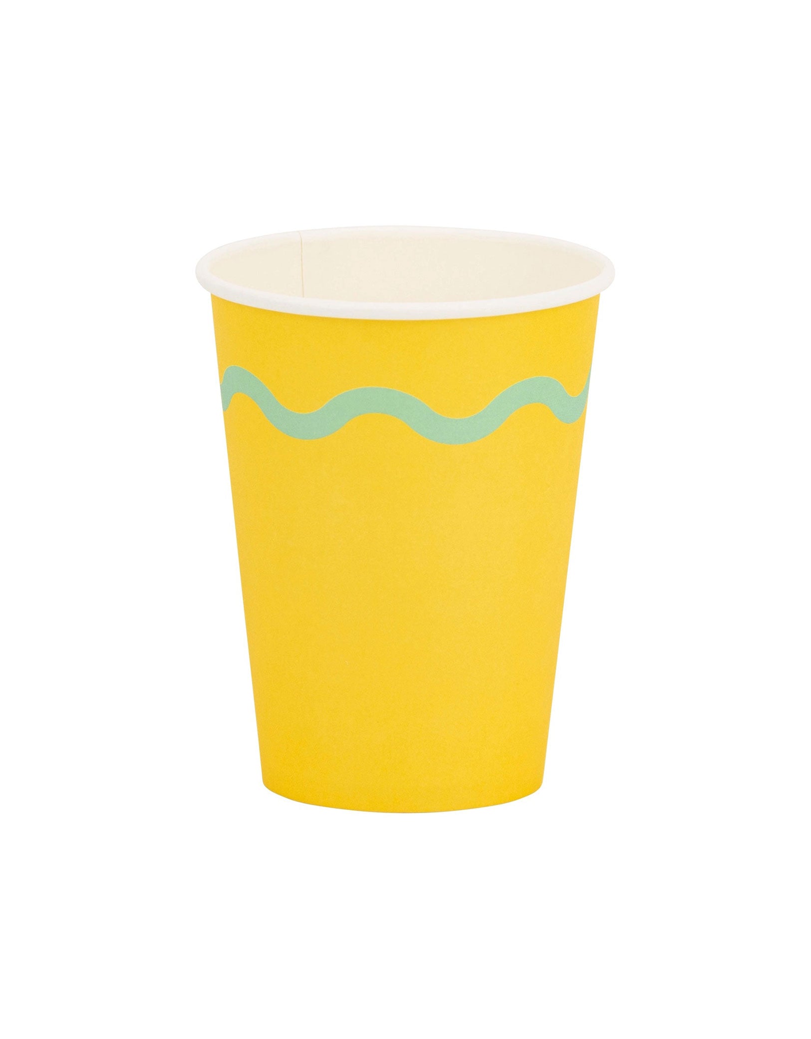 Momo Party's 12 oz Ric Rac Party Cups by My Mind's Eye. Comes in a set of 8 paper cups in 4 colors, mint, green and yellow, these brightly colored party cups feature a fun ric rac edge design that will add a pop of color to your celebration.