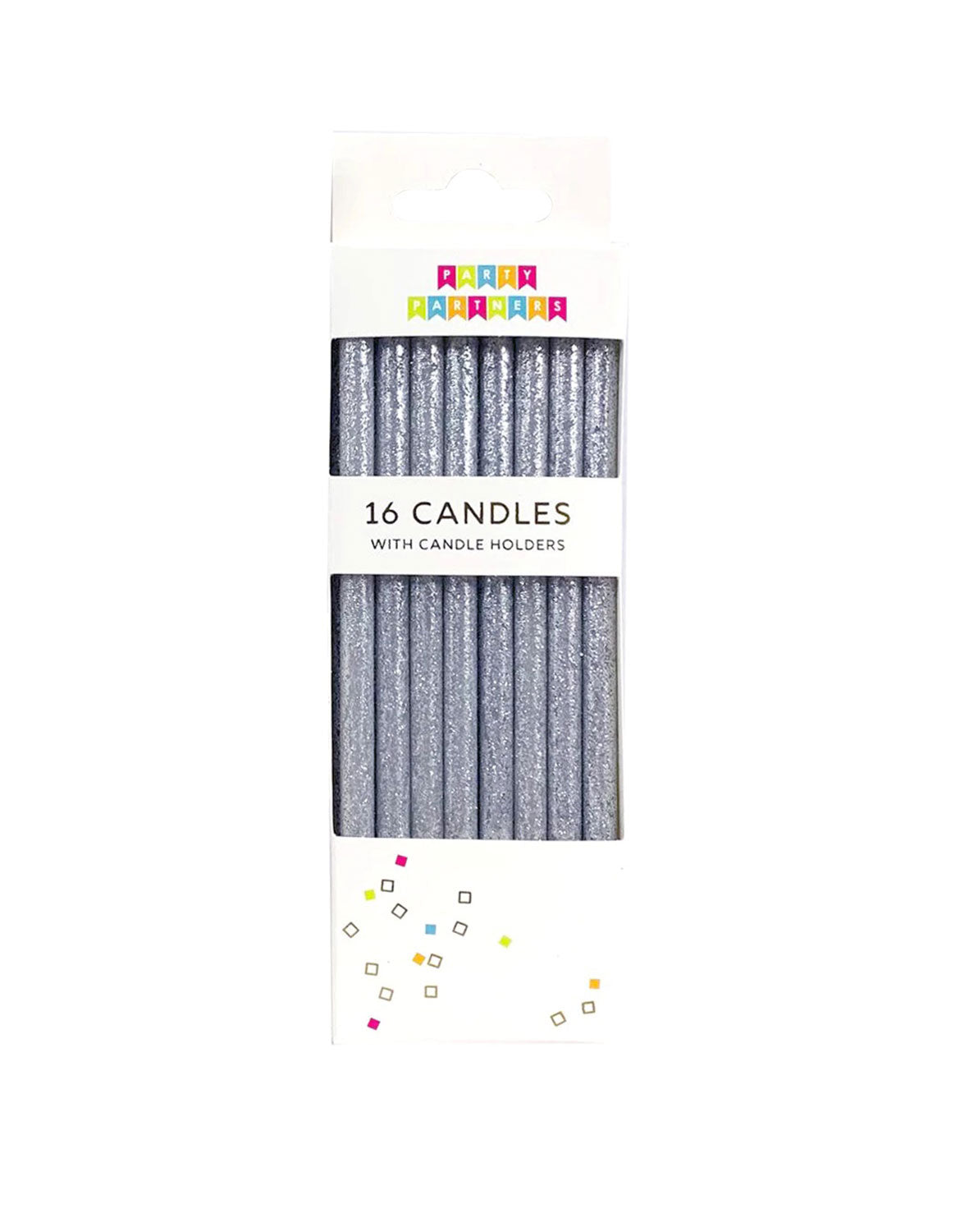 Silver Glittered Candle Set (Set of 16)