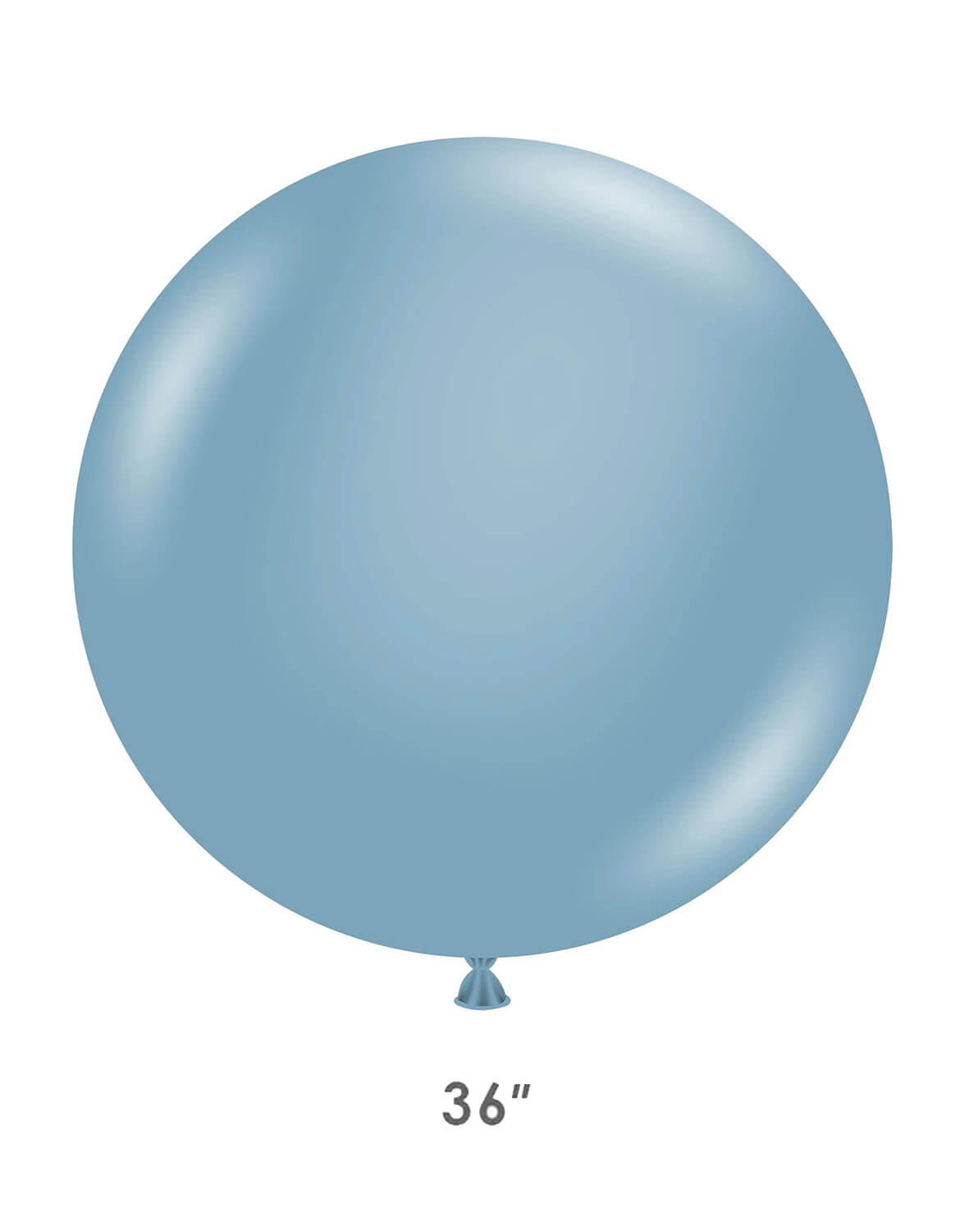 Momo Party's single slate large round balloon in a very blue color by Tuftex shown against a plain white background with a small '36"' size label below it.
