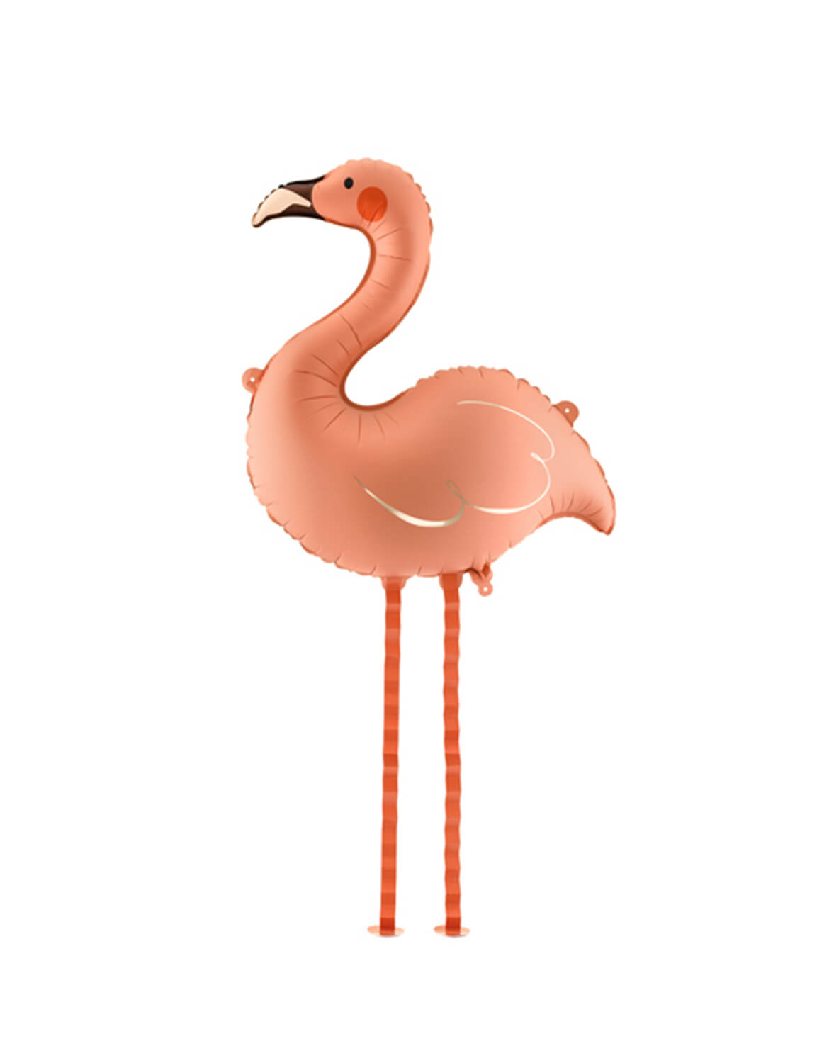 Momo Party's 33.5" x 29" pink flamingo-shaped standing foil balloon by Party Deco on a white background.