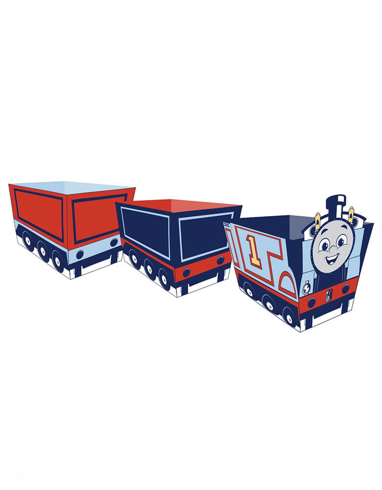 Momo Party's Thomas & Friends™ Centerpiece by Bonjour Fete. Bring a sprinkle of wonder to your kiddo's birthdayday bash table with this fabulous Thomas & Friends™ train centerpiece. Load them up with your tiny engineer's favorite goodies and nibbles and show 'em off on the table for a whimsical party!