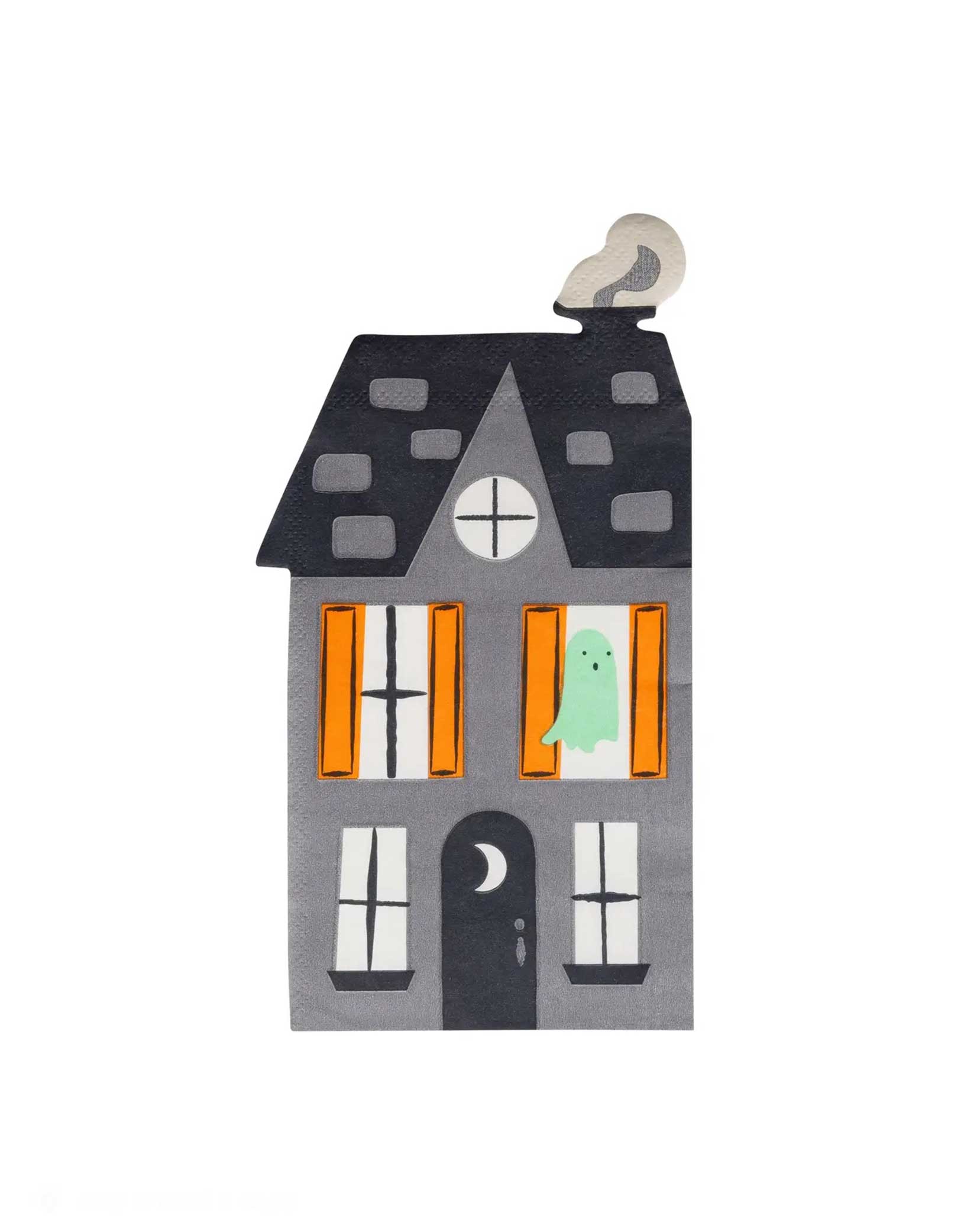 Momo Party's 4" x 7.75" Halloween mansion shaped dinner napkin by My Mind's Eye on a white background.