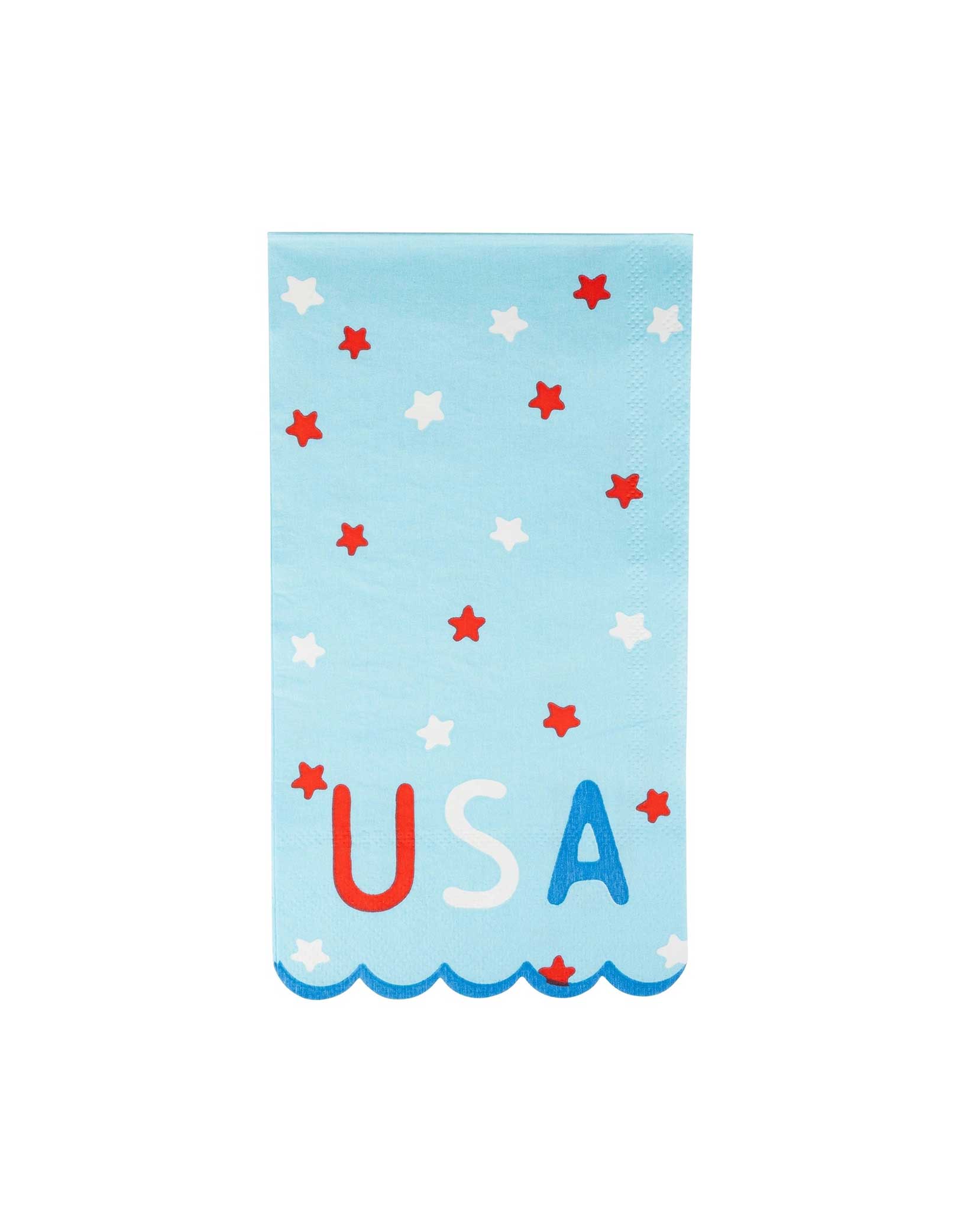 Momo Party's 4.25 x 7.75 inches Stars Dinner Napkins by My Mind's Eye. Add a touch of patriotic flair to your next party with these USA Stars Dinner Napkins. Comes in a set of 24 paper napkins, featuring a fun star design, this dinner napkin is sure to make your guests feel the American spirit. Perfect for any occasion, from backyard BBQs to Fourth of July celebrations.