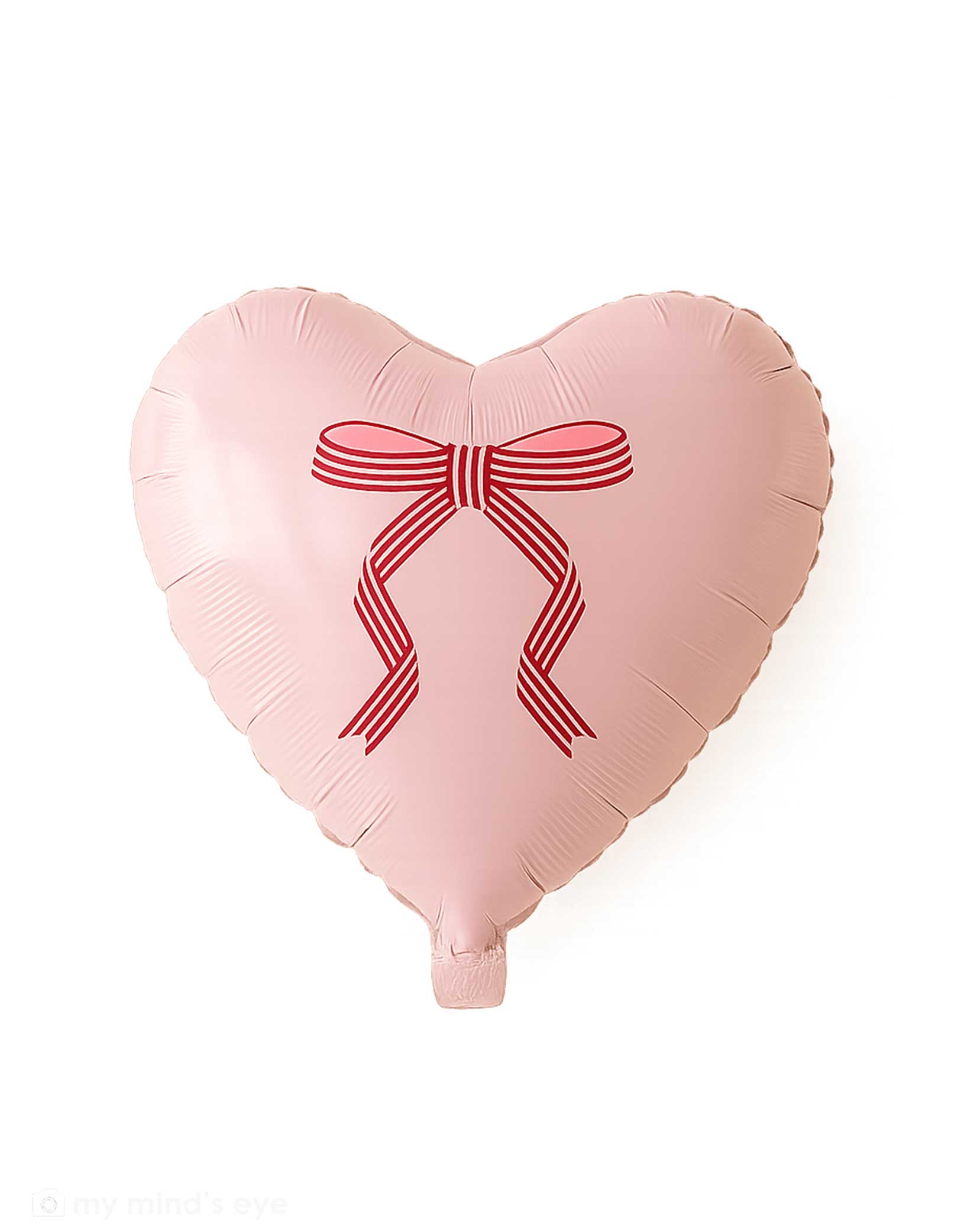 Momo Party's 22" heart-shaped balloon with a red bow design by My Mind's Eye on a white background.