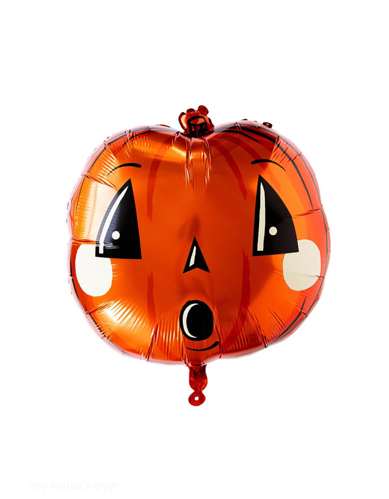 Momo Party's 24" Vintage Halloween Pumpkin Mylar Balloon by My Mind's Eye. Featuring a not so scary, vintage inspired pumpkin, this Halloween balloon is the perfect way to set a spooky scene at your next fall gathering.