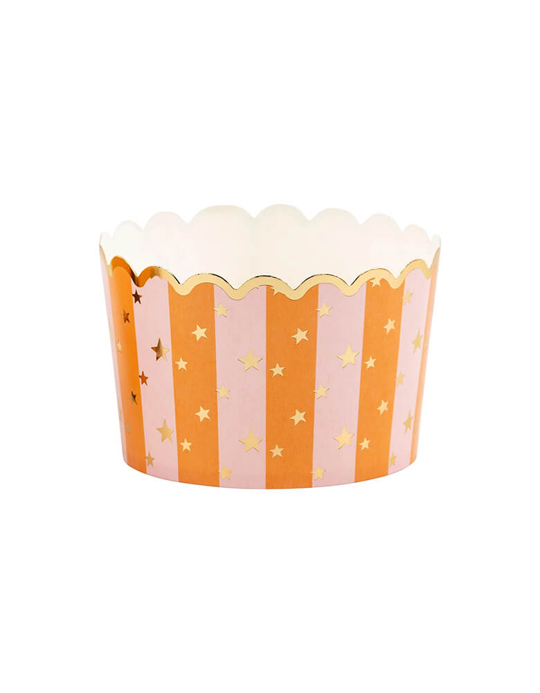 Momo Party's Jumbo Witch Hats and Stars Foil Baking Cups by My Mind's Eye. Step up your Halloween party game with these JUMBO foil baking cups featuring witch hats and stars. These 8 oz cups are perfect for all your spooky treats.