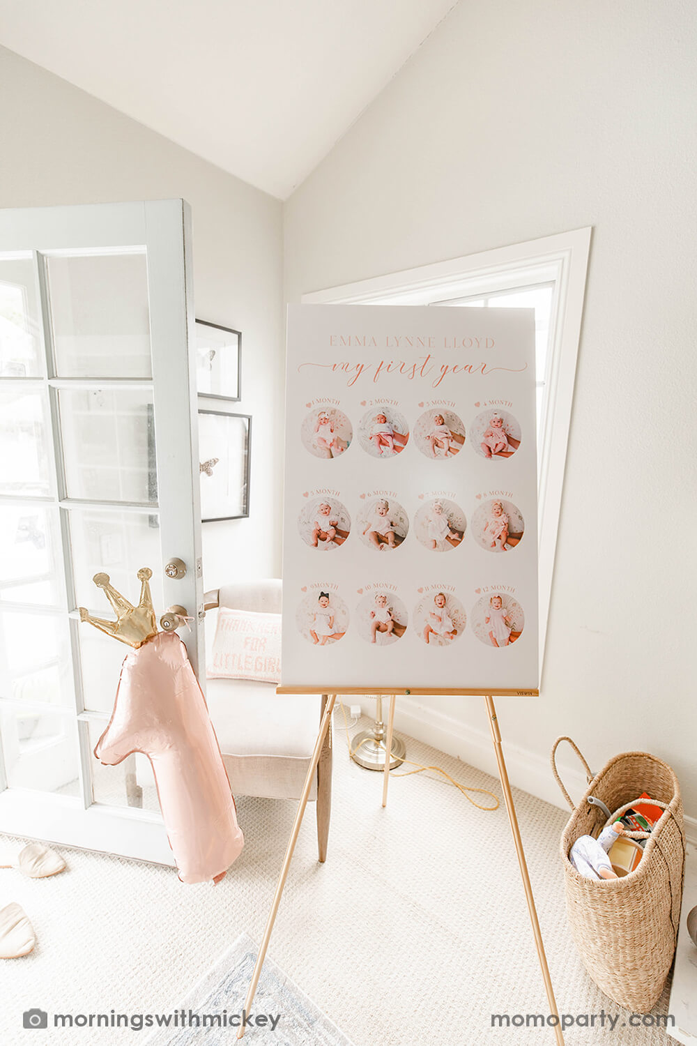 Little Crown Number 1 Pastel Pink Foil Balloon