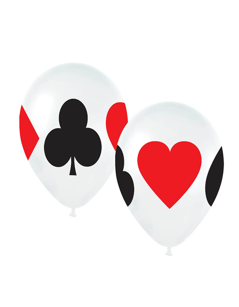 Betallic 11" Card Suits Latex Balloons with designs of spade, heart, diamond and club on them