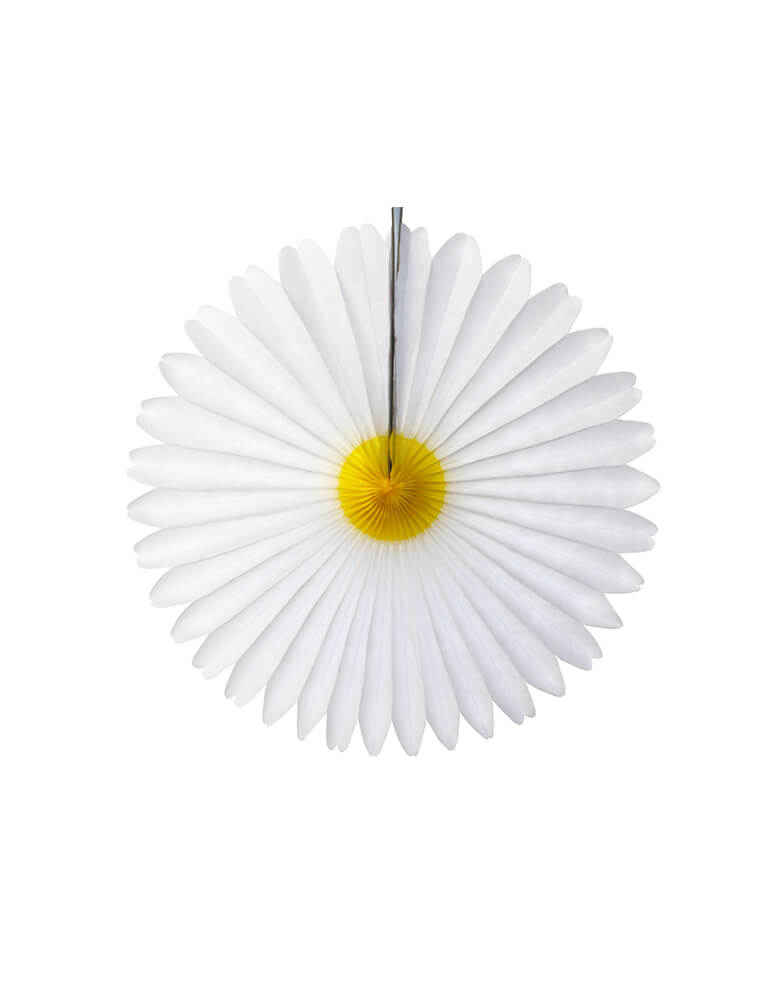 Devra Party - 13 inches Daisy Flower Fan Decoration. Paper made in USA. Create a festive backdrop for baby showers, weddings or Easter parties with this gorgeous daisy paper fan decoration.