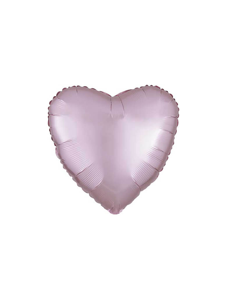 Anagram 17" Junior Pastel Pink Satin Luxe Heart Shaped Foil Balloon for Valentines Day
