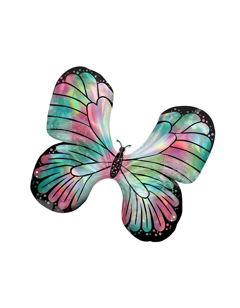 30"_Iridescent-Teal-&-Pink-Butterfly-Foil-Balloon_Butterfly Party Ideas