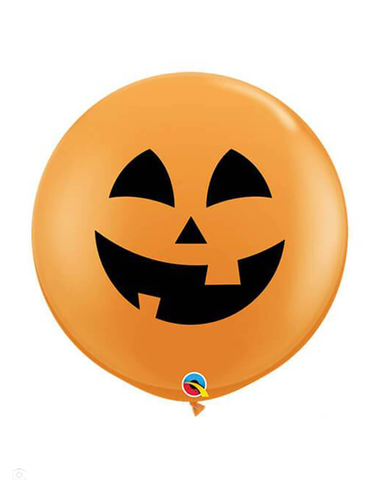 Jolly Jack Latex Balloon with happy Jolly Jack face on a orange latex balloon. Adding this latex balloon along with Halloween Balloons or bring the ballon itself to with you for trick-or-treating, or decorating for your halloween party, trick-or-treat Halloween party, Haunted House Birthday Party, Witch Party
