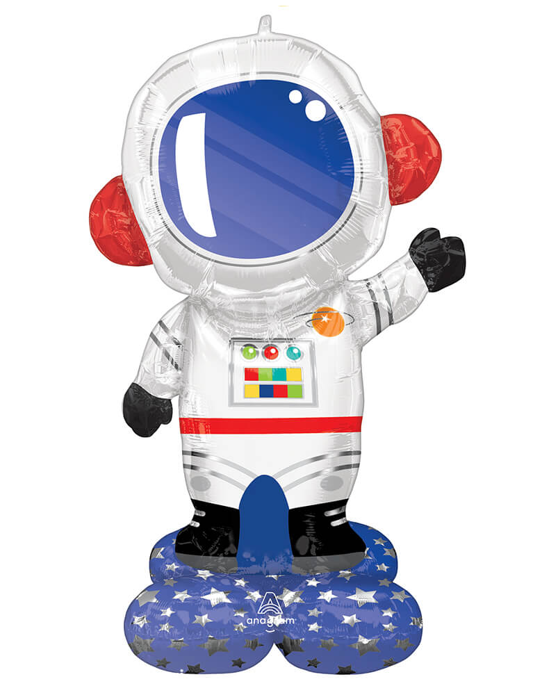 Anagram Balloons - 42811 Astronaut CI: AirLoonz™ Large P70 Patent Pending. This awesome AirLoonz Astronaut Shaped Foil Mylar Balloon is the perfect balloon decoration to highlight your space themed party! This AirLoonz balloon stands 57" high when fully inflated and is designed to be inflated with air only