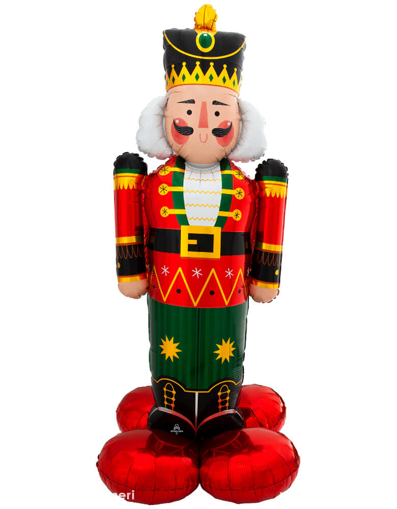 Anagram Balloons - 83119 Nutcracker Greeter Multi-Balloon P70 Patent Pending. Add a touch of Christmas charm to your party room with a giant air-filled balloon! This classic decoration features a red and green nutcracker on a bed of red balloons. This AirLoonz balloon stands 61" high when fully inflated and is designed to be inflated with air only