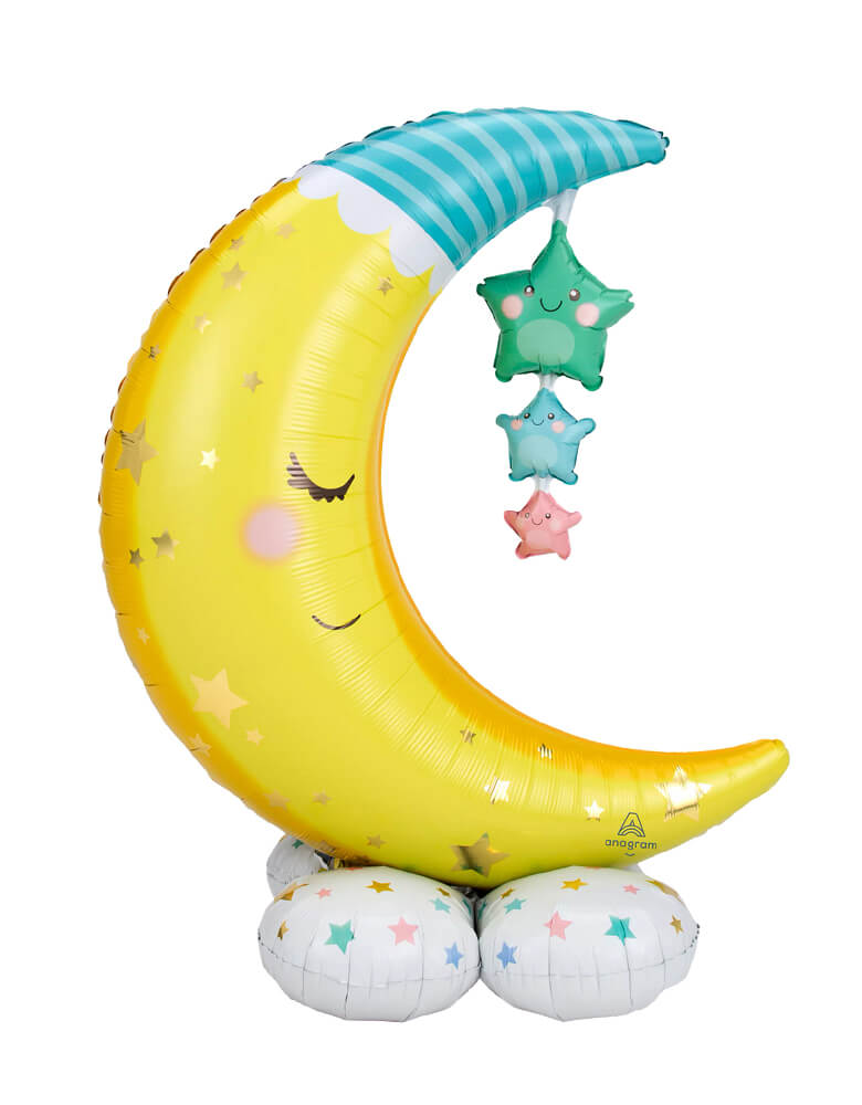 Anagram Balloons 42459 Moon & Stars AirLoonz Large Patent Pending Foil Balloon. 40 x 55 inches AirLoonz Moon and Stars Foil Mylar Balloon, This Airloonz balloon comes in two parts and are filled separately and attached via an elastic band. Accent your Twinkle Twinkle Little Star themed party or baby shower with this giant moon and stars foil mylar balloon!