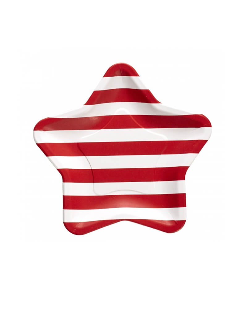 CR Gibson Signature - Americana Lunch Dinner Plate. This 8 inches Americana Striped Star Paper Plates, featuring star shape with festive red striped design, it will Make your 4th of July celebration extra fun