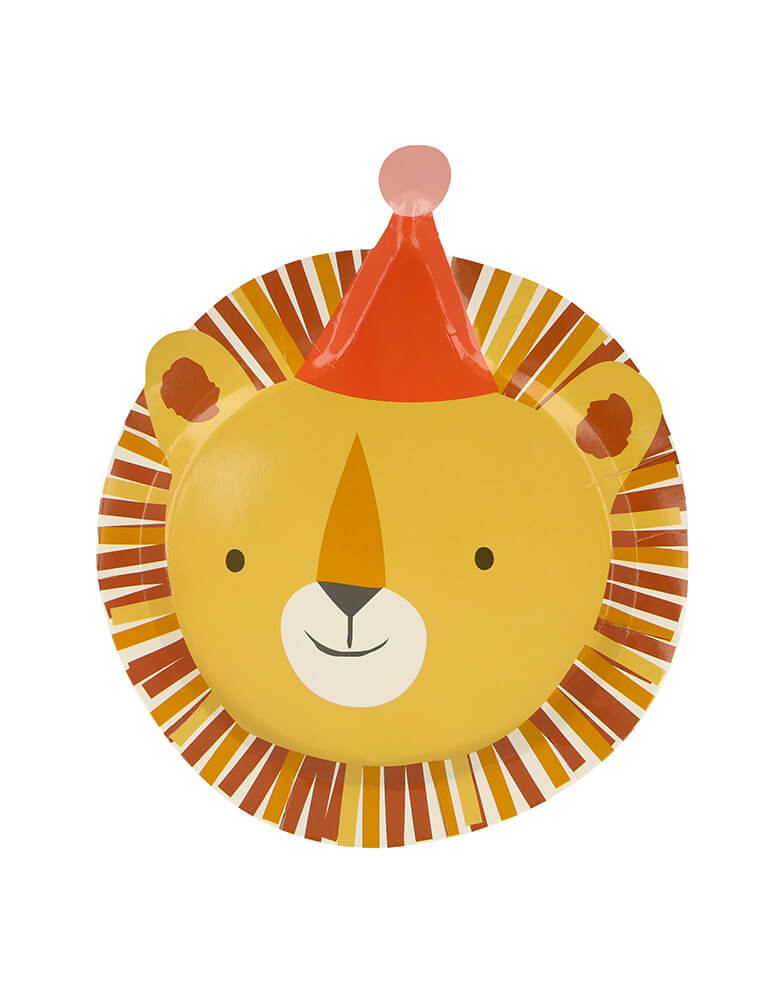 Momo Party's 8.25x9.25 inches Animal Parade Die Cut Plates by Meri Meri, come in a set of 8 plates in 4 designs a lion, a tiger, a bear and a monkey, these plates are also perfect for a "Wild One" first birthday party or a "Two Wild" 2nd birthday party.
