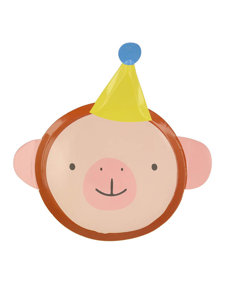 Momo Party's 8.25x9.25 inches Animal Parade Die Cut Plates by Meri Meri, come in a set of 8 plates in 4 designs a lion, a tiger, a bear and a monkey, these plates are also perfect for a "Wild One" first birthday party or a "Two Wild" 2nd birthday party.