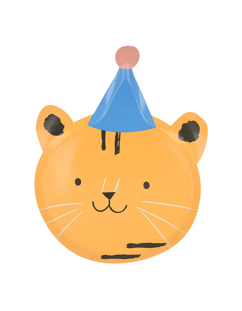 Momo Party's 8.25x9.25 inches Animal Parade Die Cut Plates by Meri Meri, come in a set of 8 plates in 4 designs a lion, a tiger, a bear and a monkey, these plates are also perfect for a "Wild One" first birthday party or a "Two Wild" 2nd birthday party.