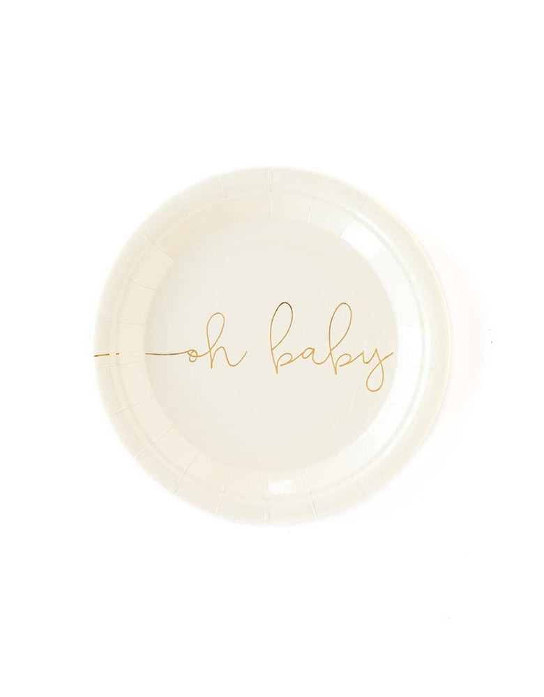 My Mind Eye Oh Baby 7" Basic White Small Plates with Gold Foil