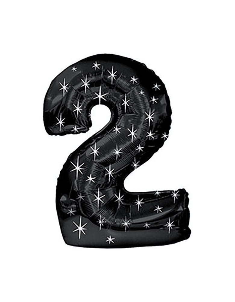 38" Black Sparkle Jumbo Number Balloon #2 for kids space party_Two The Moon Party Ideas