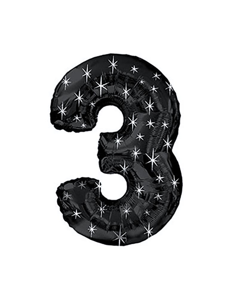 38" Black Sparkle Three Jumbo Number Balloon #3