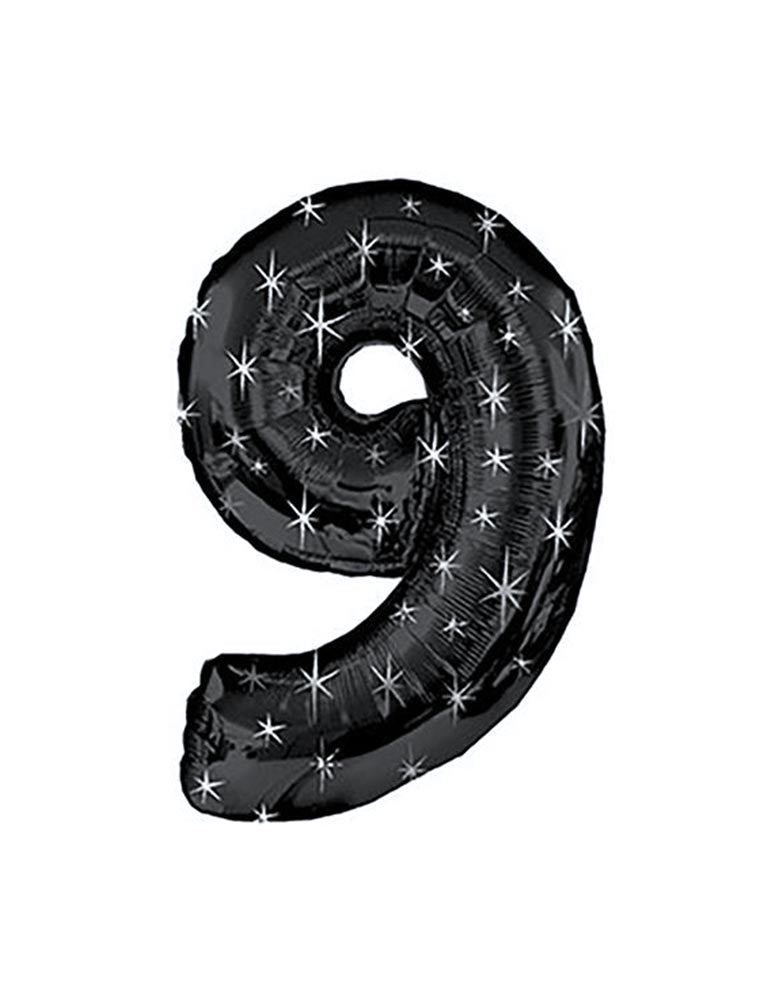 38" Black Sparkle Night Jumbo Number Balloon #9