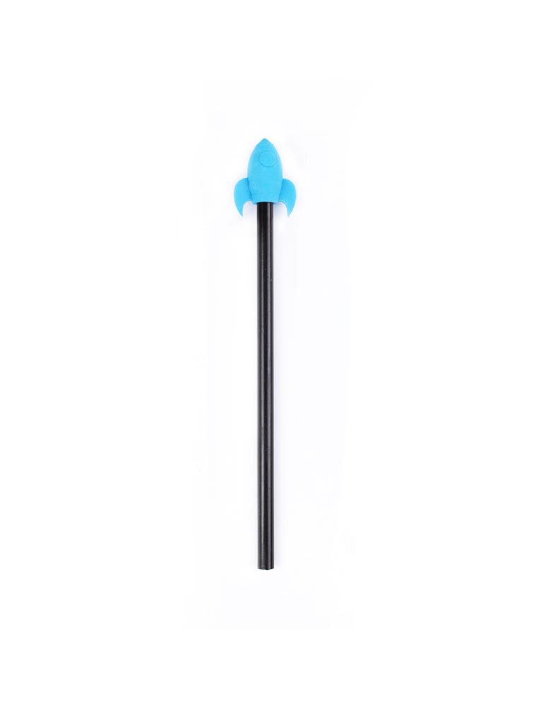 seeding rocket pencil with blue eraser on top