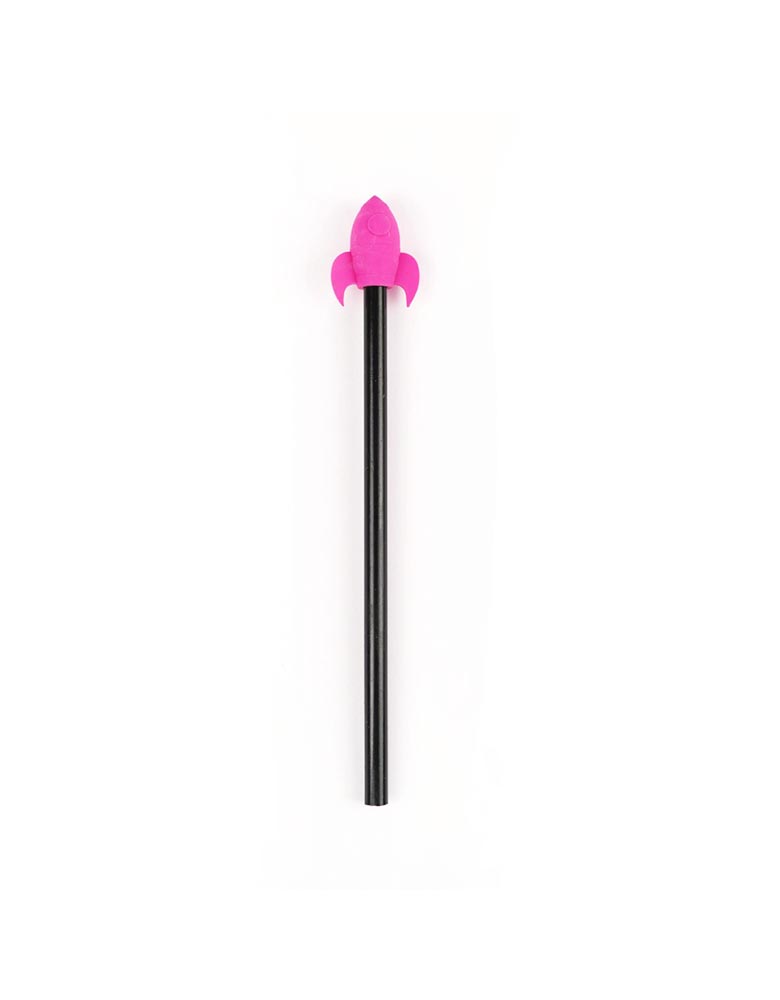 pink space pencil with rocket eraser 