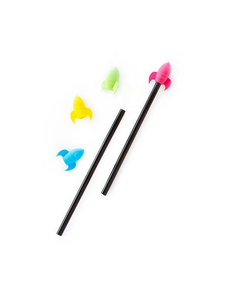 rocker pencil with 4 bright rocket erasers