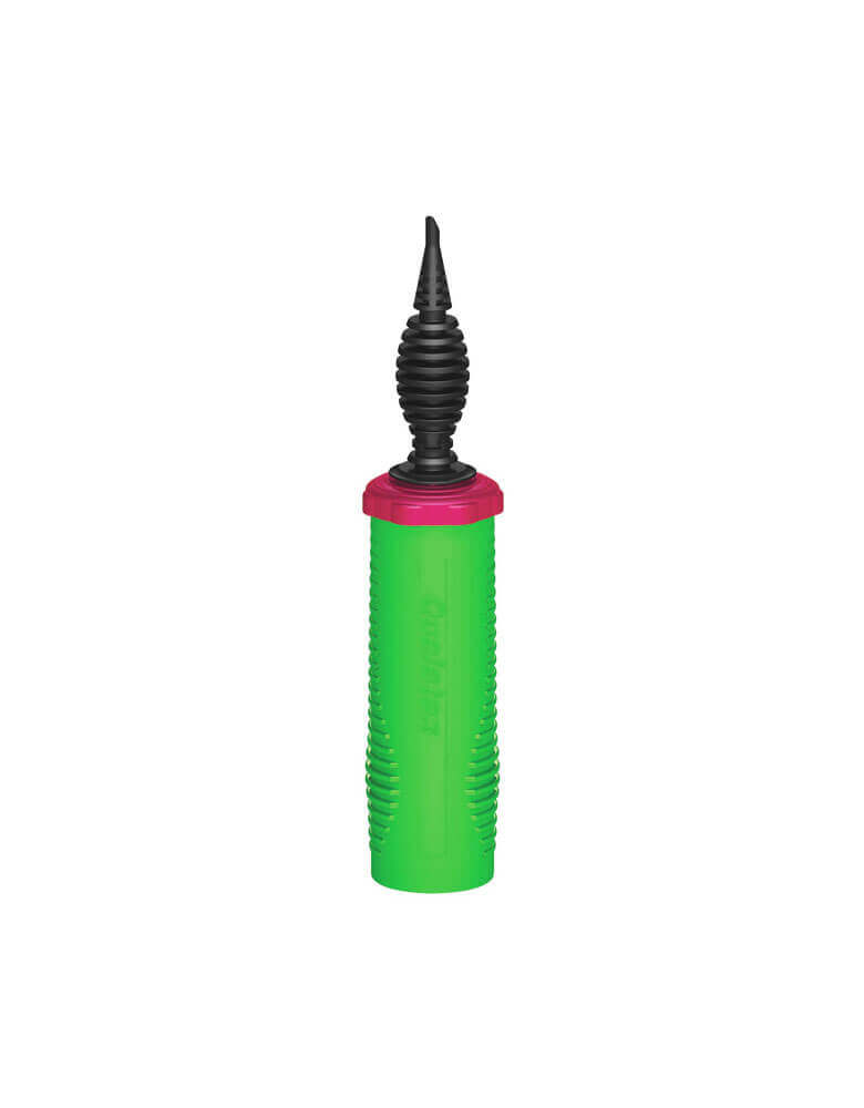Qualatex Dual Action Hand Pump, Hand Held Air Inflator. features a tapered nozzle for easy inflation of 5", 6", 260Q, 321Q, and 350Q latex balloons. Comes with an improved non-roll structure for better performance.