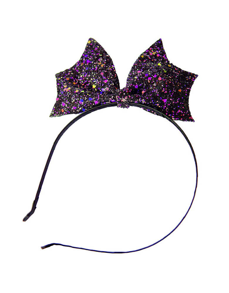 Great Pretenders  - Bat Bow Headband. This sparkly bat bow headband in purple color will add an extra Halloween flair to any outfit! Beautiful and affordable Accessory for girl, Accessory for kid sold by party boutique online store momoparty.com