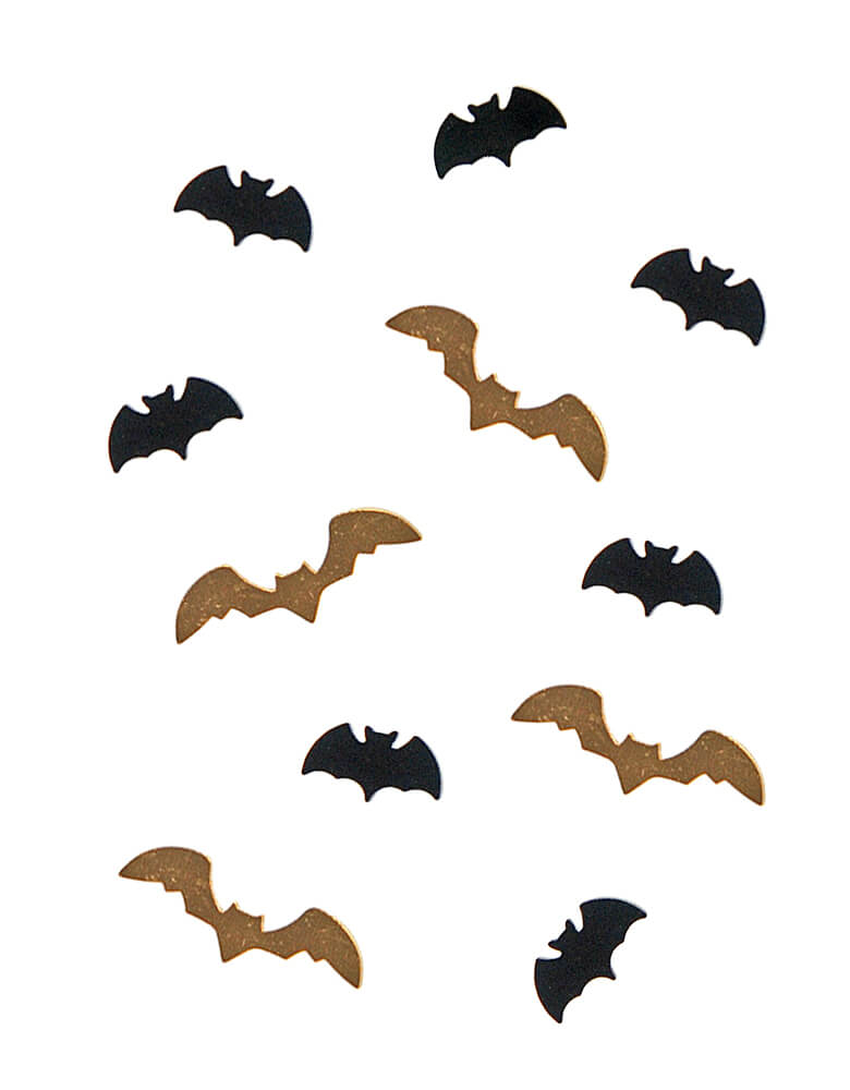 Party Deco Bats Confetti, Each set includes confetti in a shape of bat in black and gold. Add some fun to your Halloween party by spreading this set of bats confetti to your halloween table