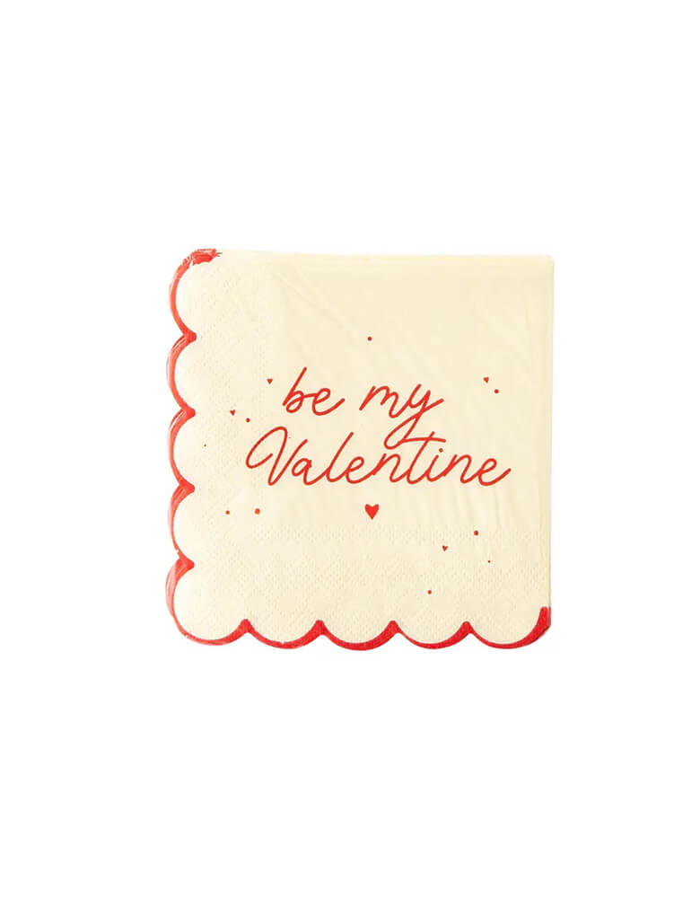 Momo Party's 5 x 5 inches Be My Valentine napkins by My Mind's Eye, comes in a set of 24. This set of scallop napkins in modern and chic design is perfect for your Valentine's Day party table. 