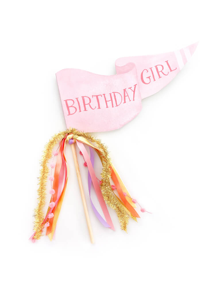 Cami Monet - Birthday Girl Party Pennant. Handmade, made in United States of America Size: 10 x 5 inches  Pennants are made of 120 lb. luxe watercolor texture paper with original watercolor illustration for extra whimsy. Ribbon and sparkle garland selection may vary.