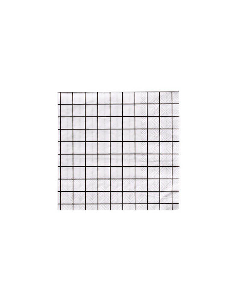 Black And White Grid Small Napkins (Set of 20)
