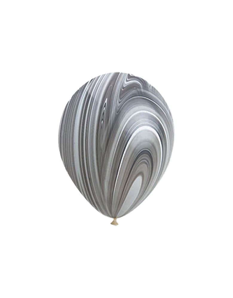 Qualatex 11" Latex Balloons - Black And White Marble Agate Latex Balloon for Space themed birthday party, Star Wars birthday party, Blast off birthday party, Two the Moon birthday party