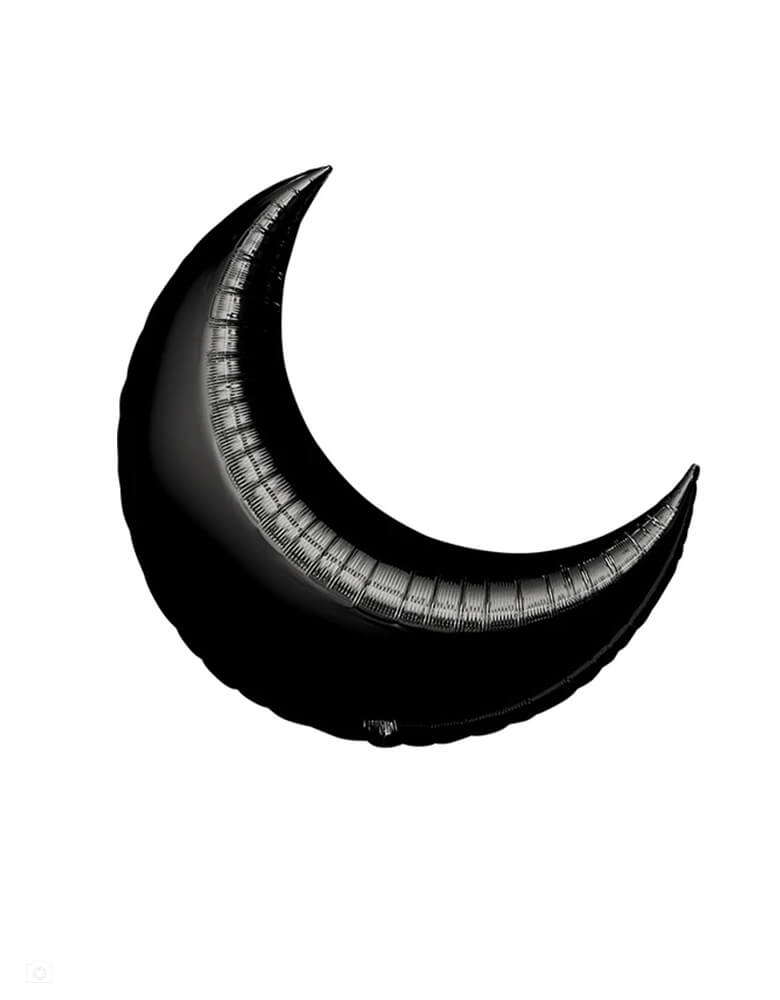Anagram 35" Black Crescent Moon Foil Mylar Balloon, sets a scene for a spooky Halloween Party or a new year's eve celebratton