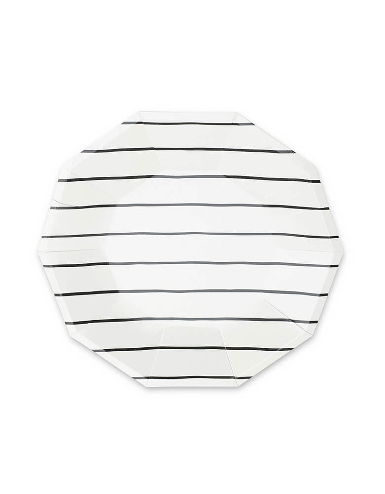 Daydream Society 9.5-inch Frenchie Ink Black Striped Large Plates 